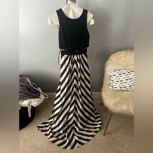 Adam Black and White Diagonal Stripe Maxi Skirt